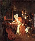 Gabriel Metsu Famous Paintings - The Letter-Writer Surprised